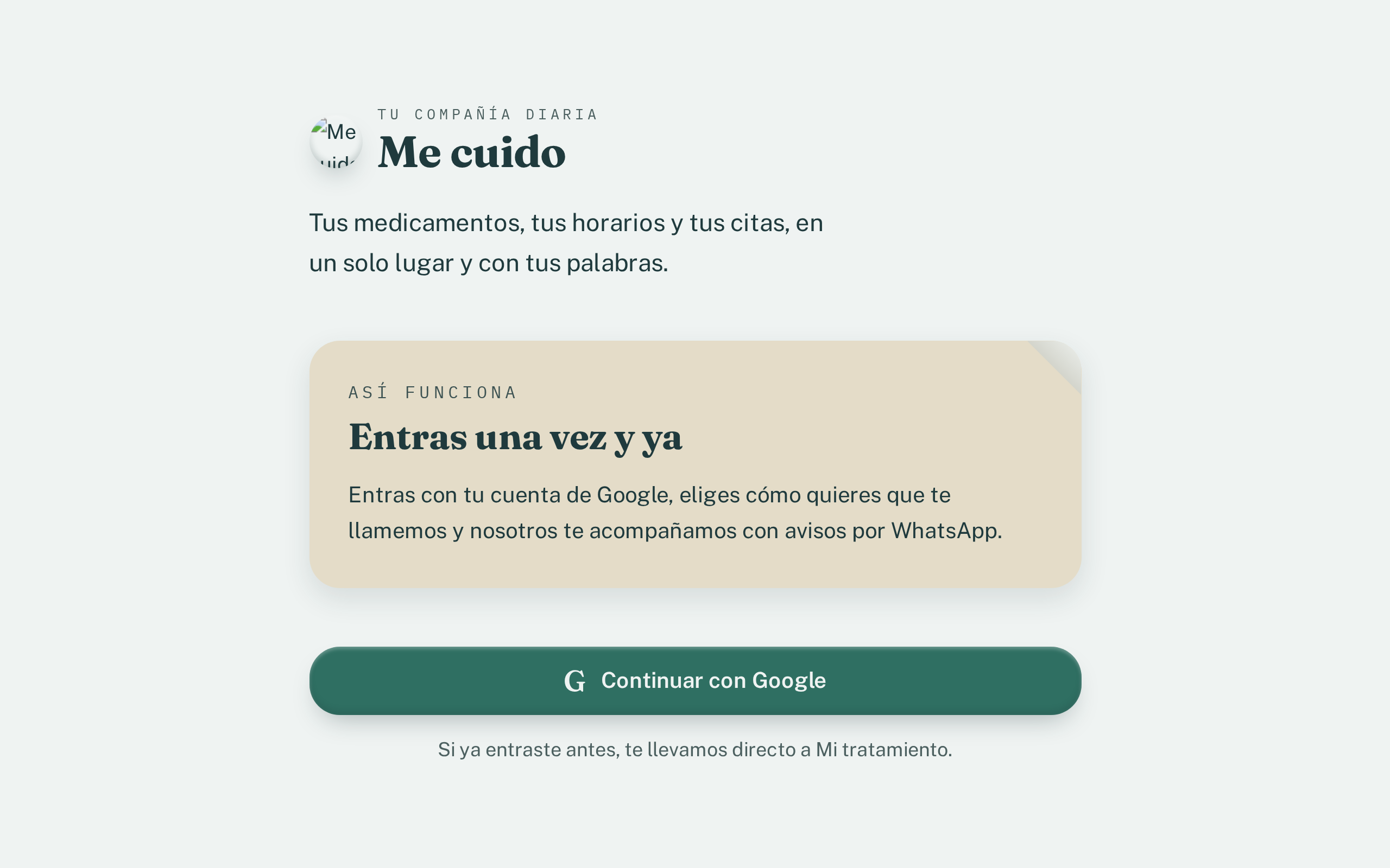 Interfaz de Me cuido