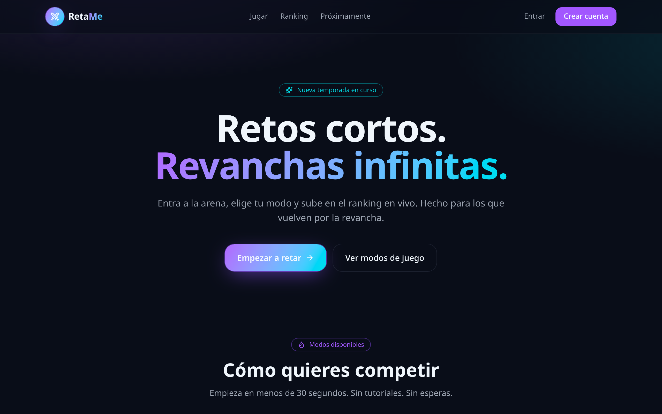 Interfaz de RetaMe